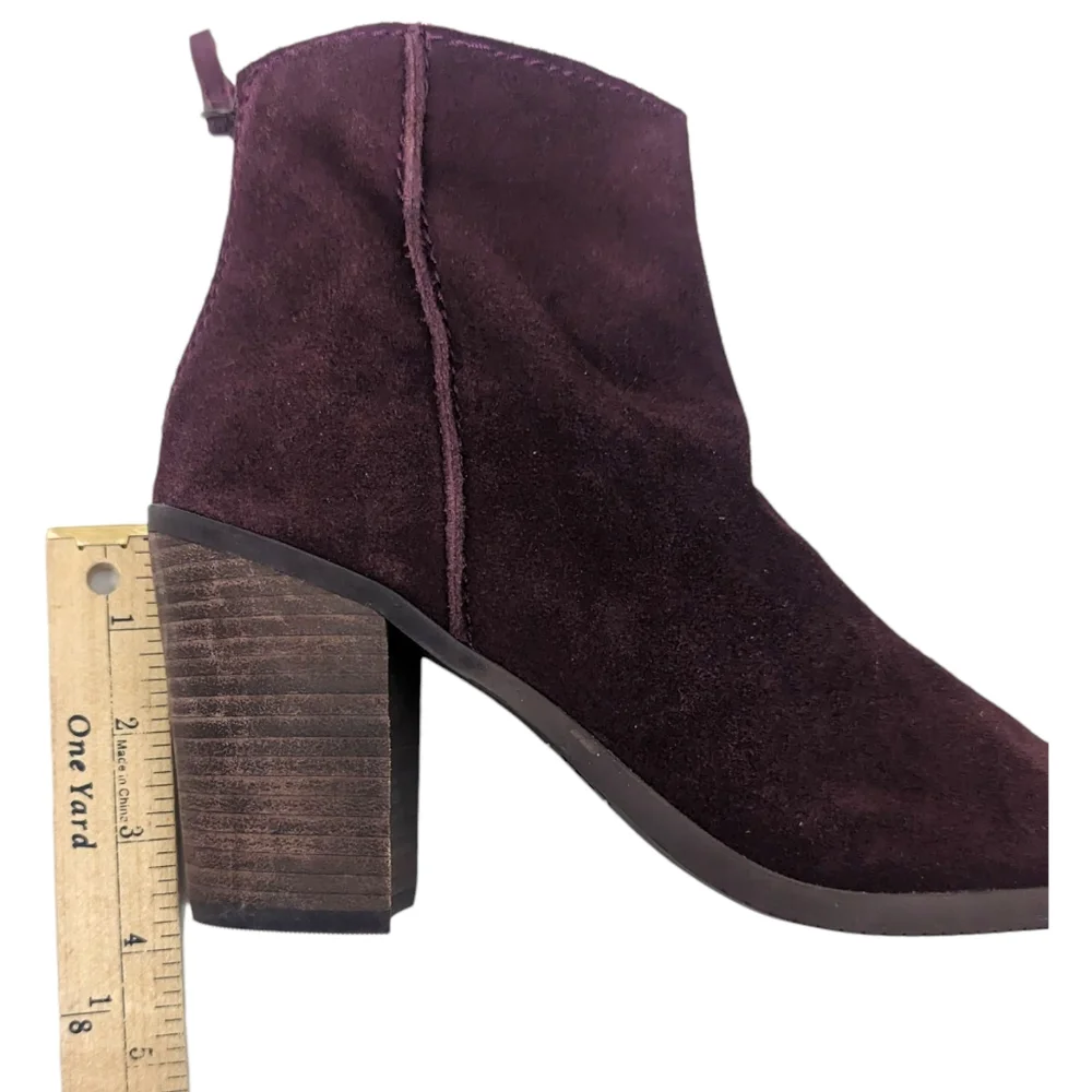 Nordstrom BP Suede Leather Ankle Boots Heeled Booties Womens 8 Purple Western